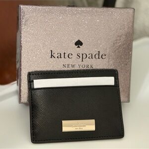 Kate Spade Kenzie Patent Saffiano Slim
Card Holder Black NWT Boxed